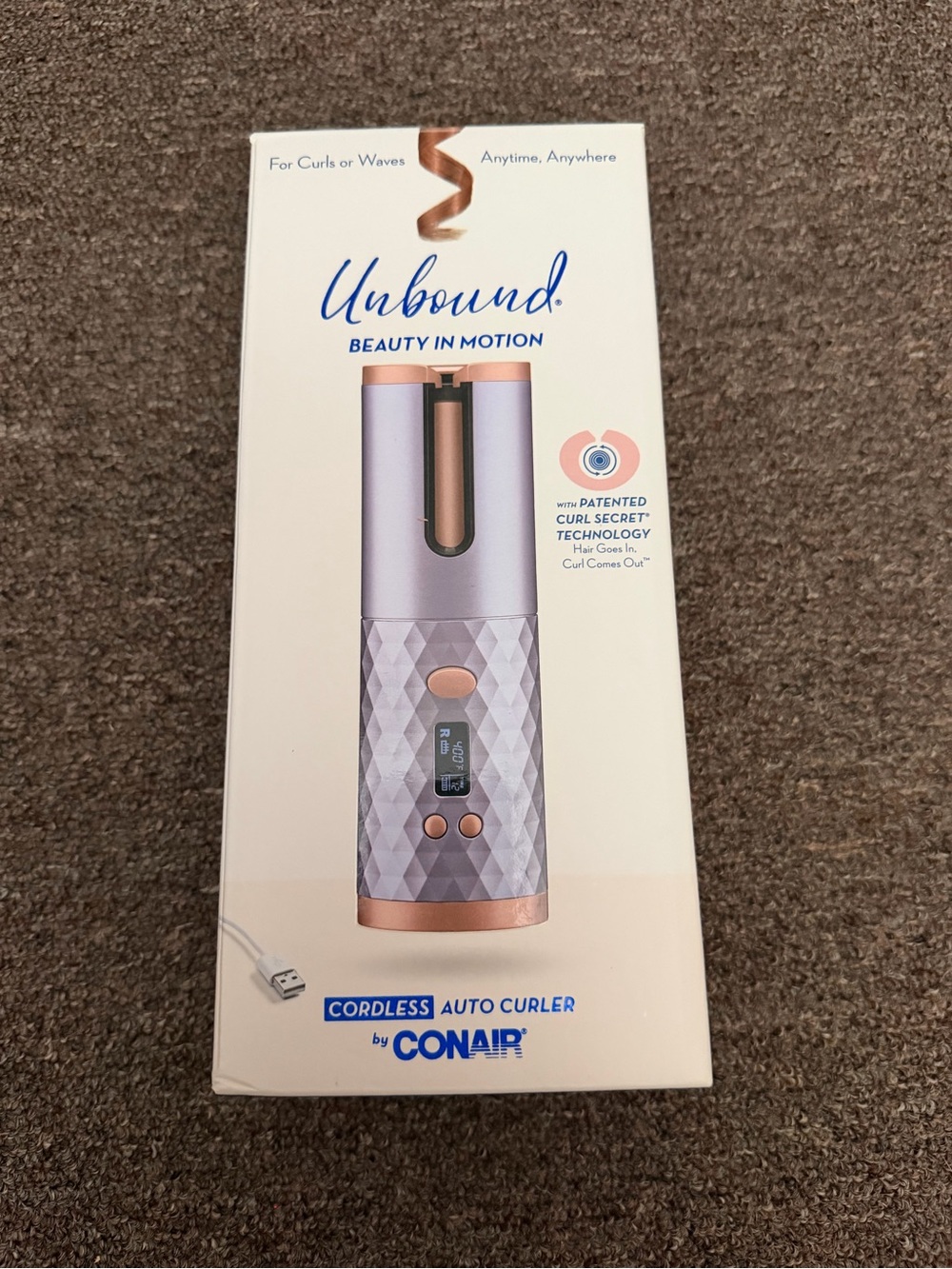 Unbound Cordless Auto Curler by — Lilac and Rose Gold